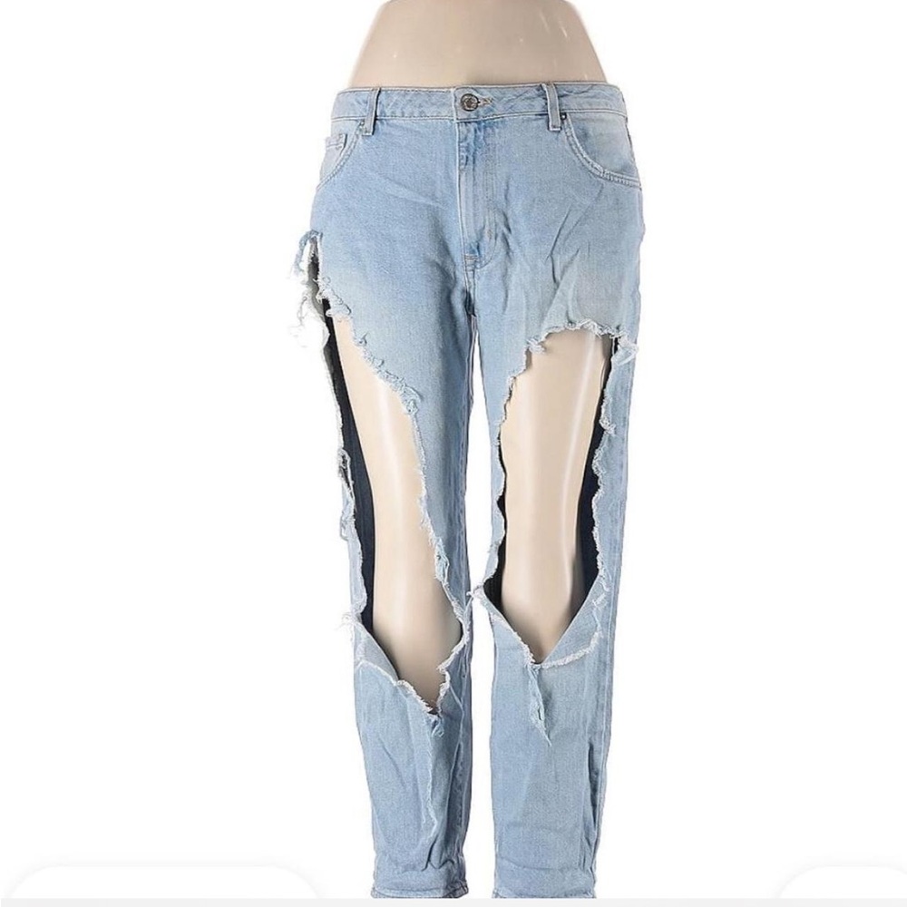 Forever 21 Light Blue Distressed Skinny Jeans